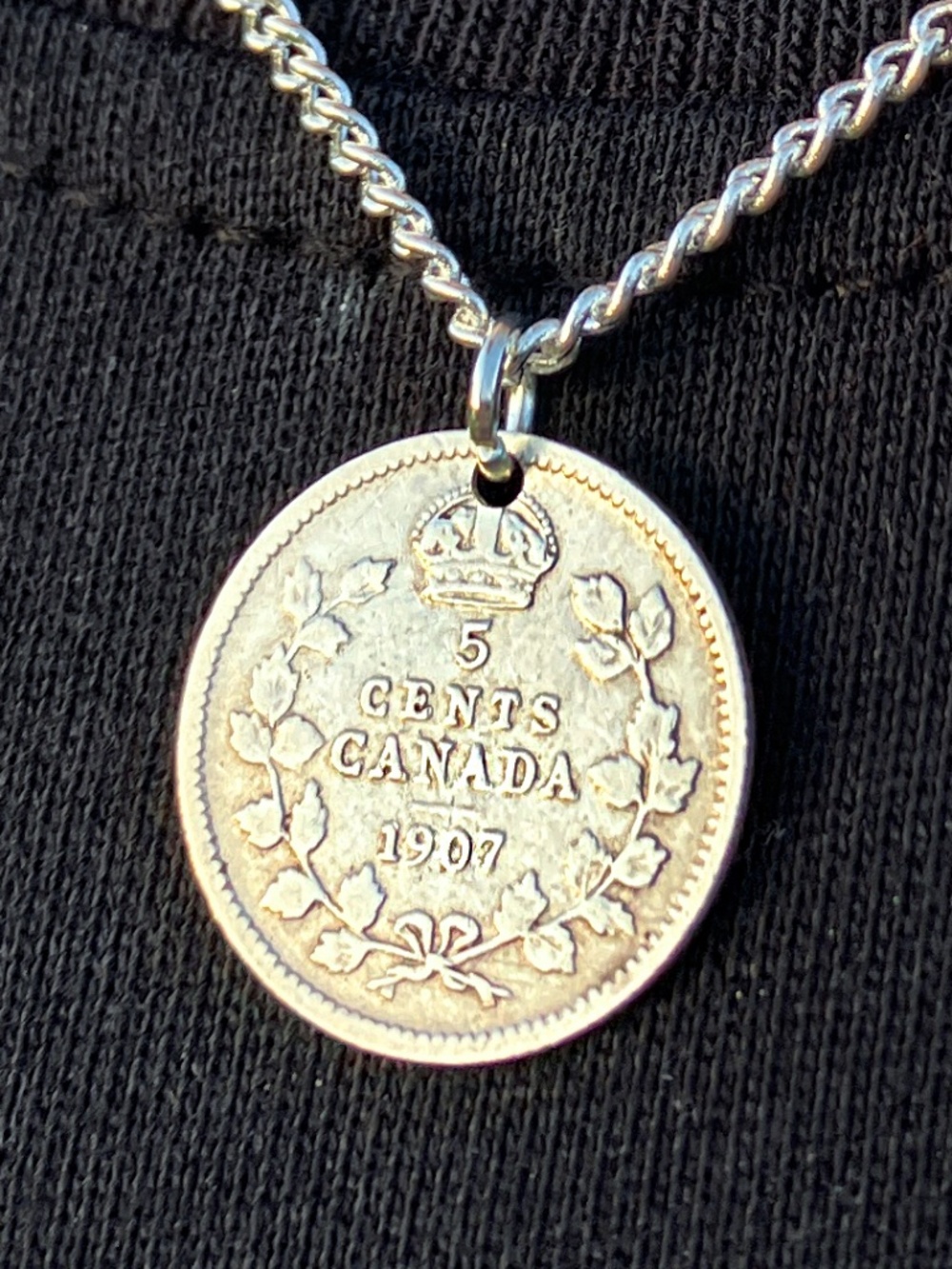 1907 Sterling Silver Edward VII Coin Necklace, 18-inch - Picture 3 of 5